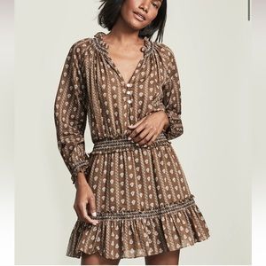 Veronica Beard Espie Printed Peasant Mini Dress